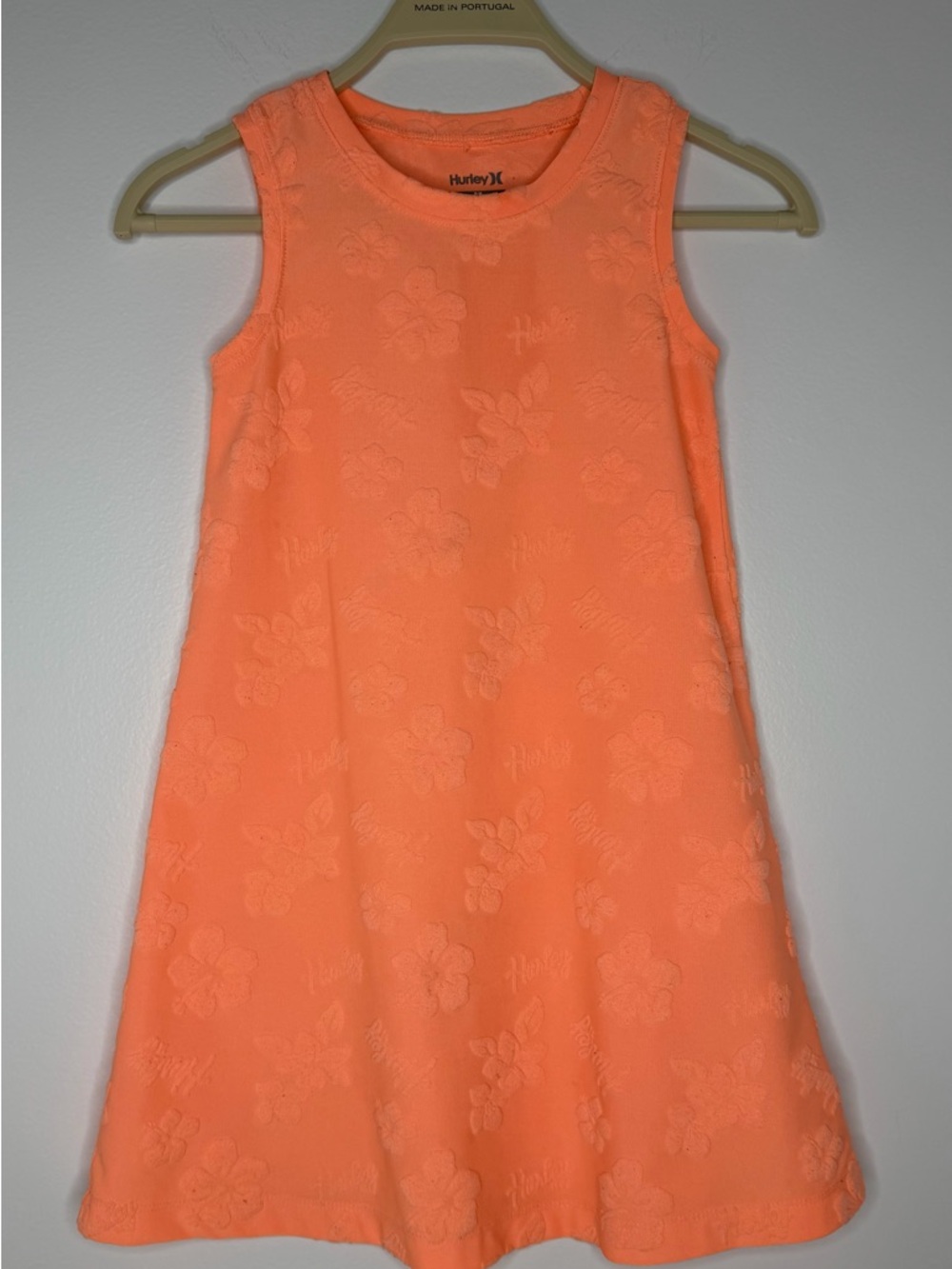 Girls Hurley Orange Sleeveless Slip Dress  Stretch Summer 7/8 Swim Coverup Play